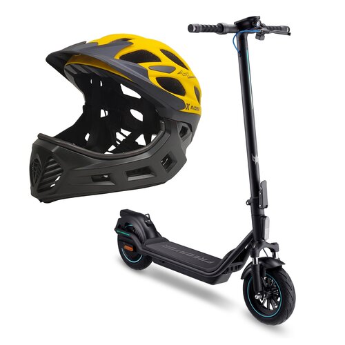 Hulajnoga elektryczna ACER PREDATOR Series ES Storm 60km 500W Amortyzacja 10" Czarny + Kask XRIDER XR00KFH01 Czarno-żółty Full Face z odpinaną szczęką (rozmiar S)