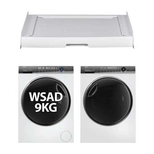 Pralka HAIER I-Pro 7 Plus HW90-B14979EU1 9kg 1400 obr A + Suszarka HAIER I-Pro 7 Plus HD90-A3979NU1-S z pompą ciepła + Łącznik HAIER HASTKU10