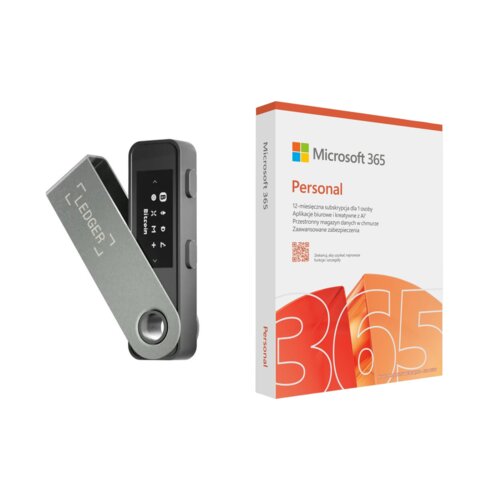 Portfel kryptowalut LEDGER Nano S Plus Srebrno-czarny + Program MICROSOFT 365 Personal