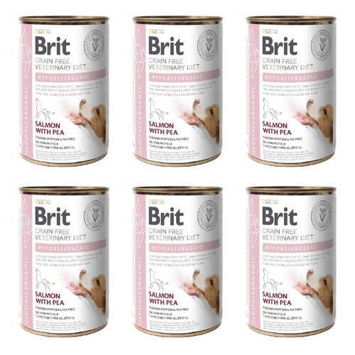 Karma dla psa BRIT Grain Free Veterinary Diets Dog Hypoallergenic Łosoś z groszkiem 6 x 400 g
