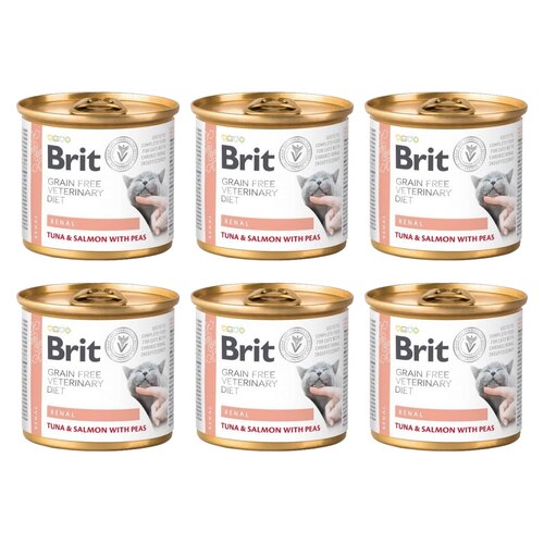 Karma dla kota BRIT Grain Free Veterinary Diet Cat Renal Tuńczyk z łososiem i groszkiem 6 x 200 g