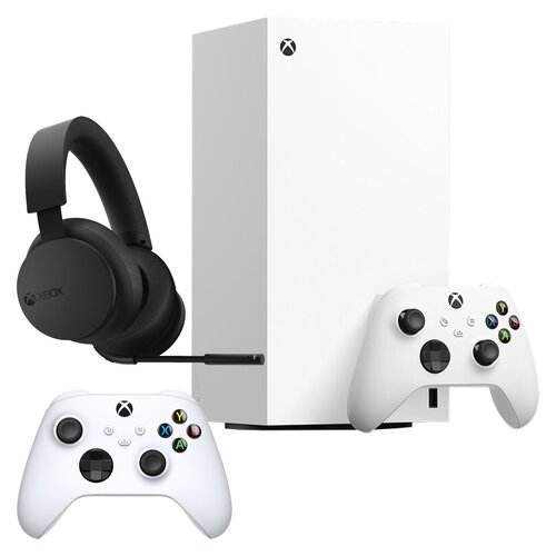 Konsola MICROSOFT XBOX Series X bez napędu Biały + Słuchawki MICROSOFT Xbox Series Stereo Bezprzewodowe, Nauszne, Dźwięk przestrzenny + Kontroler MICROSOFT bezprzewodowy Xbox Robot White