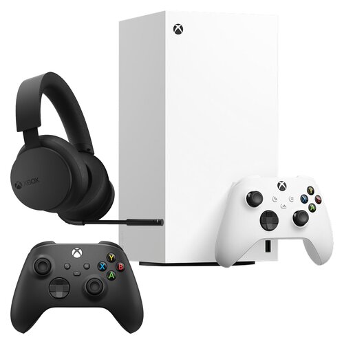 Konsola MICROSOFT XBOX Series X bez napędu Biały + Słuchawki MICROSOFT Xbox Series Stereo Bezprzewodowe, Nauszne, Dźwięk przestrzenny + Kontroler MICROSOFT bezprzewodowy Xbox Carbon Black