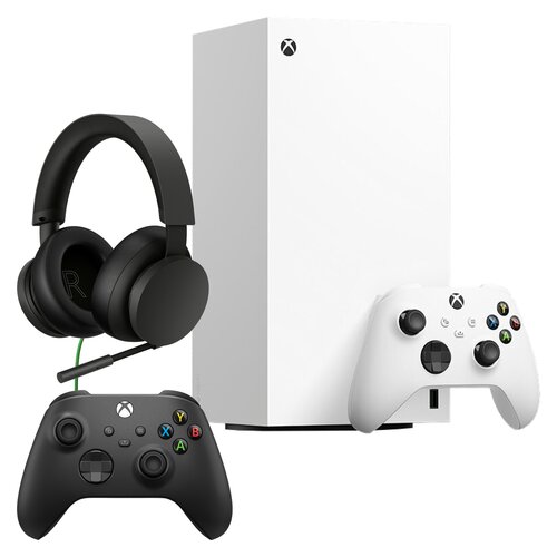 Konsola MICROSOFT XBOX Series X bez napędu Biały + Słuchawki MICROSOFT Headset Stereo 8LI-00002 Nauszne + Kontroler MICROSOFT bezprzewodowy Xbox Carbon Black
