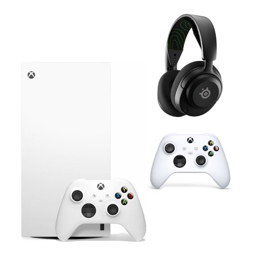 Konsola MICROSOFT XBOX Series X bez napędu Biały + Kontroler MICROSOFT bezprzewodowy Xbox Robot White + Słuchawki STEELSERIES Arctis Nova 5X Wireless, Nauszne, Dźwięk przestrzenny