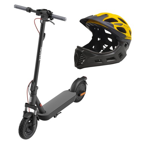 Hulajnoga elektryczna XIAOMI Scooter 5 60km 350W 10" Czarny + Kask XRIDER XR00KFH01 Czarno-żółty Full Face z odpinaną szczęką (rozmiar S)