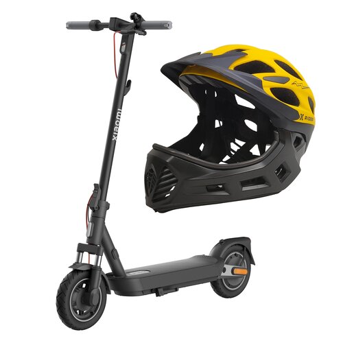 Hulajnoga elektryczna XIAOMI Scooter 5 Pro 60km 400W 10" Czarny + Kask XRIDER XR00KFH01 Czarno-żółty Full Face z odpinaną szczęką (rozmiar S)