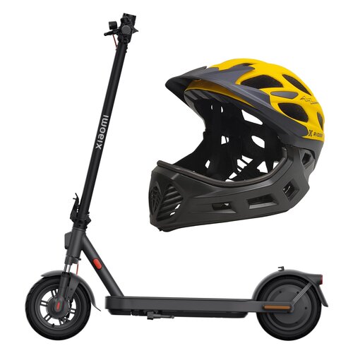 Hulajnoga elektryczna XIAOMI Scooter Elite 45km 400W 10" Czarny + Kask XRIDER XR00KFH01 Czarno-żółty Full Face z odpinaną szczęką (rozmiar S)