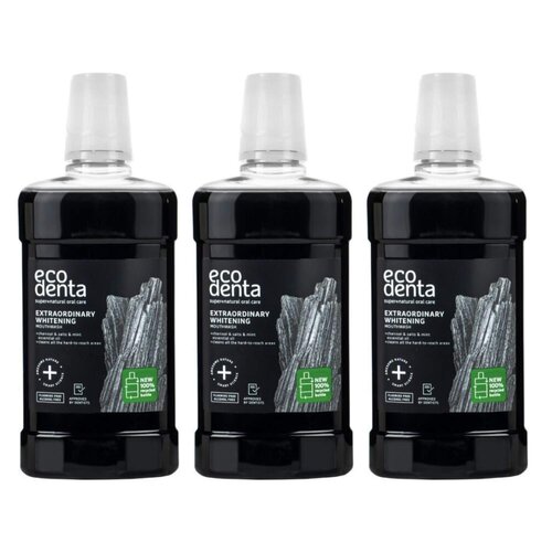Płyn do płukania jamy ustnej ECODENTA Black Extra Whitening 3 x 500 ml
