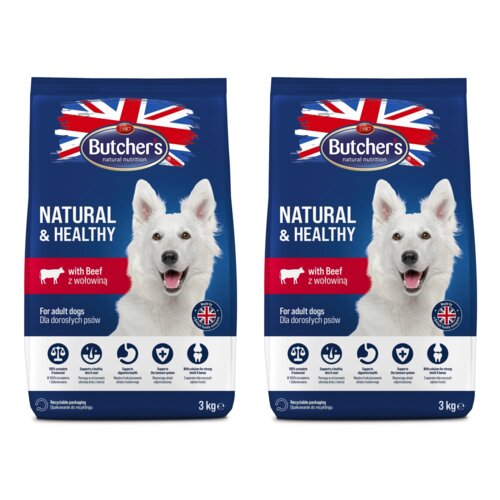 Karma dla psa BUTCHER'S Natural & Healthy Wołowina 2 x 3 kg