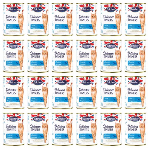 Karma dla kota BUTCHER'S Delicious Dinners kawałki z pstrągiem w galaretce 24 x 400 g