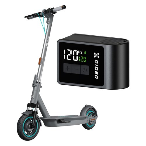 Hulajnoga elektryczna MOTUS Scooty 10 Plus Gen 6 65km 500W Amortyzacja 10" Szary + Pompka rowerowa XRIDER Rico z funkcją latarki XR00MAP01