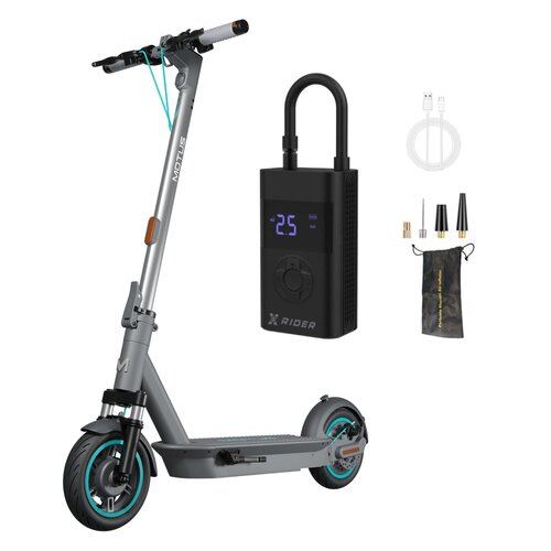 Hulajnoga elektryczna MOTUS Scooty 10 Plus Gen 6 65km 500W Amortyzacja 10" Szary + Pompka rowerowa XRIDER z funkcją powerbank XR00AP01