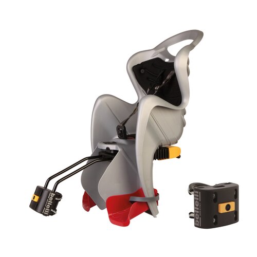 Fotelik rowerowy BELLELLI Mr Fox Relax Srebrny + Mocowanie fotelika rowerowego BELLELLI B-Fix