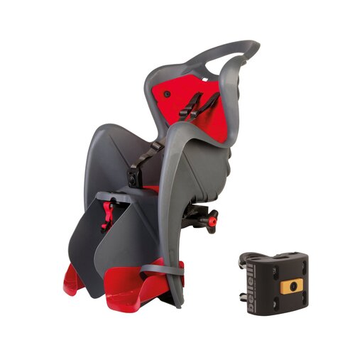 Fotelik rowerowy BELLELLI Mr Fox Clamp Ciemnoszary + Mocowanie fotelika rowerowego BELLELLI B-Fix