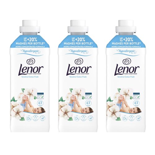 Płyn do płukania LENOR Sensitive Cotton Fresh 3 x 987 ml