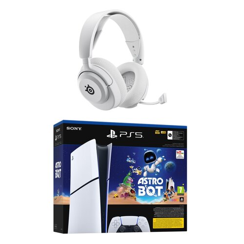 Konsola SONY PlayStation 5 Digital Edition Slim + Gra PS5 Astro Bot + Słuchawki STEELSERIES Arctis Nova 5P Wireless, Nauszne, Dźwięk przestrzenny Biały