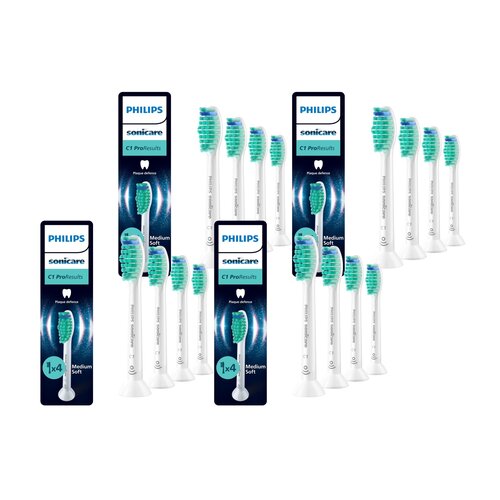 Oryginalne końcówki PHILIPS Sonicare C1 HX6014/87 Średnio miękkie włókna (16 szt.) (Usuwanie płytki bakteryjnej)
