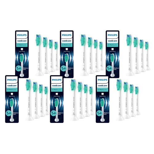 Oryginalne końcówki PHILIPS Sonicare C1 HX6014/87 Średnio miękkie włókna (24 szt.) (Usuwanie płytki bakteryjnej)