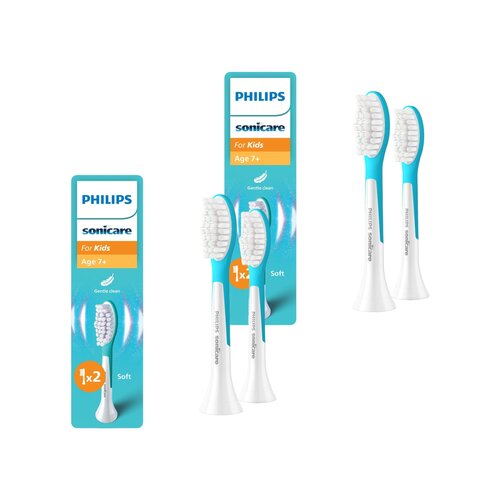 Oryginalne końcówki Philips Sonicare Dla Dzieci HX6042/90 miękkie włókna (4 szt.) (Dla dzieci od lat 7)