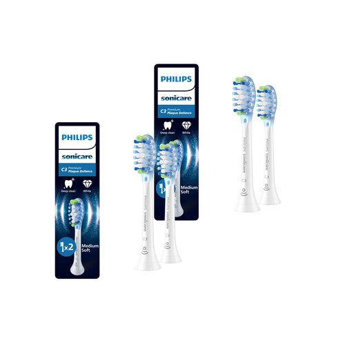 Oryginalne końcówki PHILIPS Sonicare C3 HX9042/87 Średnio miękkie włókna (4 szt.) (Zaawansowane usuwanie płytki bakteryjnej)
