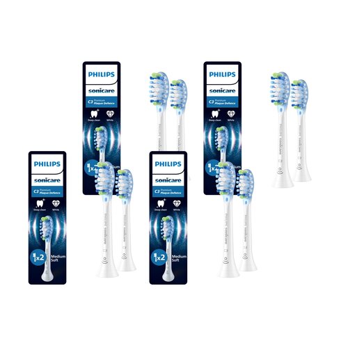 Oryginalne końcówki PHILIPS Sonicare C3 HX9042/87 Średnio miękkie włókna (8 szt.) (Zaawansowane usuwanie płytki bakteryjnej)