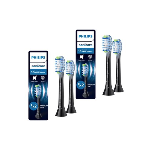 Oryginalne końcówki PHILIPS Sonicare C3 HX9042/88 Średnio miękkie włókna (4 szt.) (Zaawansowane usuwanie płytki bakteryjnej)