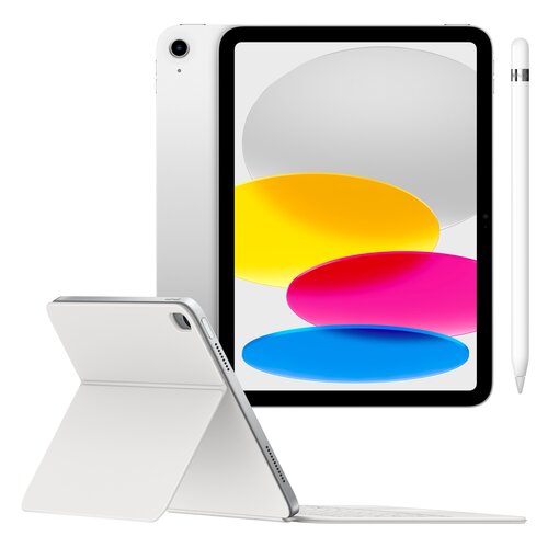 Tablet APPLE iPad 11" 11 gen. 2025 256 GB Wi-Fi Srebrny + Etui na iPad APPLE Magic Keyboard Folio Biały Klawiatura + Rysik APPLE (1. gen) MQLY3ZM/A (z przejściówką Lightning)