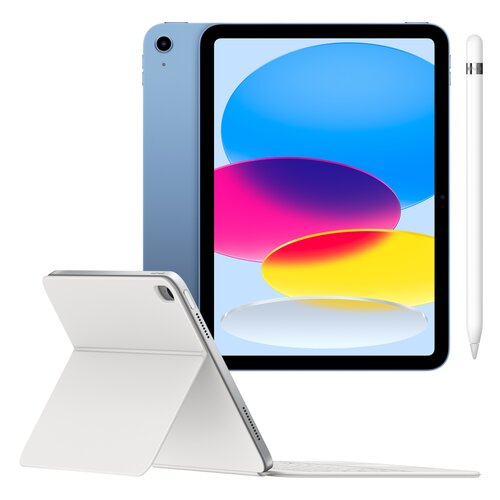 Tablet APPLE iPad 11" 11 gen. 2025 256 GB Wi-Fi Niebieski + Etui na iPad APPLE Magic Keyboard Folio Biały Klawiatura + Rysik APPLE (1. gen) MQLY3ZM/A (z przejściówką Lightning)