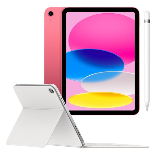 Tablet APPLE iPad 11" 11 gen. 2025 256 GB Wi-Fi Różowy + Etui na iPad APPLE Magic Keyboard Folio Biały Klawiatura + Rysik APPLE (1. gen) MQLY3ZM/A (z przejściówką Lightning)