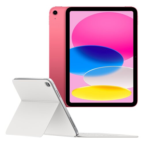 Tablet APPLE iPad 11" 11 gen. 2025 128 GB 5G Wi-Fi Różowy + Etui na iPad APPLE Magic Keyboard Folio Biały Klawiatura