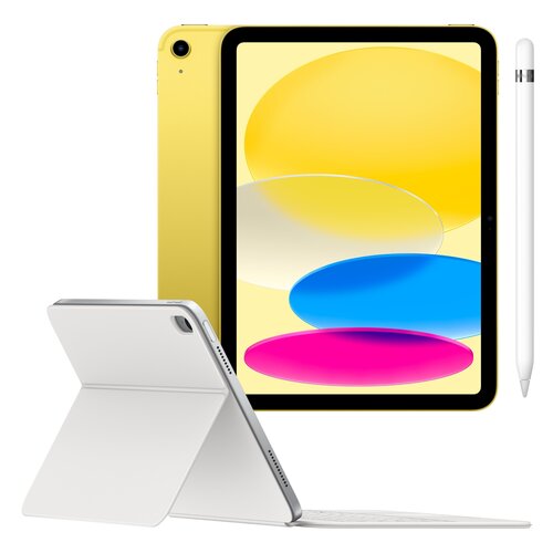 Tablet APPLE iPad 11" 11 gen. 2025 128 GB 5G Wi-Fi Żółty + Etui na iPad APPLE Magic Keyboard Folio Biały Klawiatura + Rysik APPLE (1. gen) MQLY3ZM/A (z przejściówką Lightning)