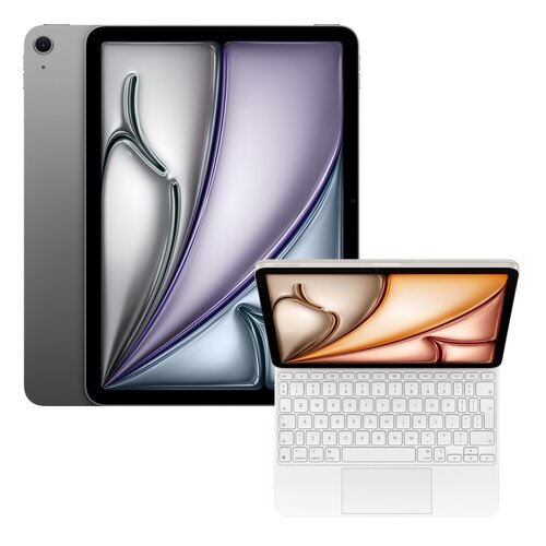 Tablet APPLE iPad Air 11" 7 gen. 2025 256 GB Wi-Fi Gwiezdna szarość + Etui na iPad Air 11 cali APPLE Magic Keyboard Biały Klawiatura