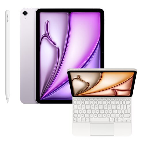 Tablet APPLE iPad Air 11" 7 gen. 2025 256 GB Wi-Fi Fioletowy + Etui na iPad Air 11 cali APPLE Magic Keyboard Biały Klawiatura + Rysik APPLE Pencil Pro