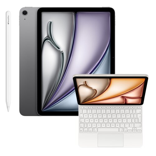 Tablet APPLE iPad Air 11" 7 gen. 2025 1 TB Wi-Fi Gwiezdna szarość + Etui na iPad Air 11 cali APPLE Magic Keyboard Biały Klawiatura + Rysik APPLE Pencil Pro