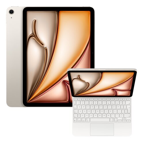 Tablet APPLE iPad Air 11" 7 gen. 2025 1 TB Wi-Fi Księżycowa poświata + Etui na iPad Air 11 cali APPLE Magic Keyboard Biały Klawiatura