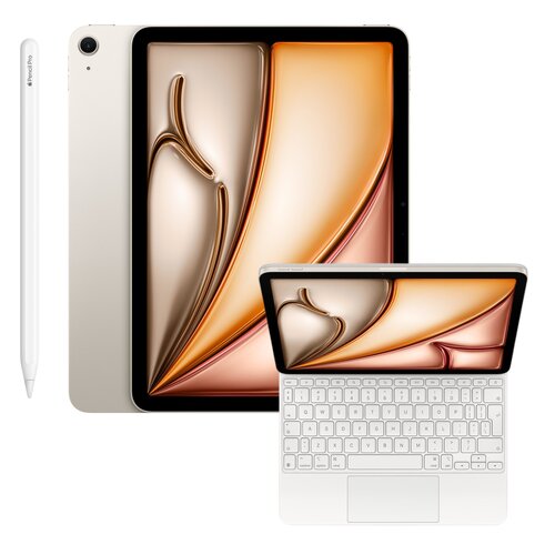 Tablet APPLE iPad Air 11" 7 gen. 2025 1 TB Wi-Fi Księżycowa poświata + Etui na iPad Air 11 cali APPLE Magic Keyboard Biały Klawiatura + Rysik APPLE Pencil Pro