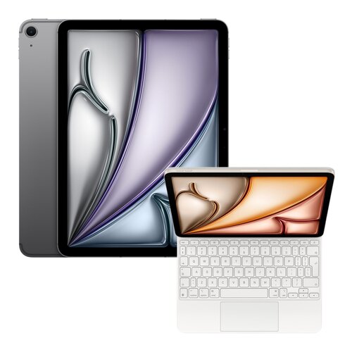 Tablet APPLE iPad Air 11" 7 gen. 2025 128 GB 5G Wi-Fi Gwiezdna szarość + Etui na iPad Air 11 cali APPLE Magic Keyboard Biały Klawiatura