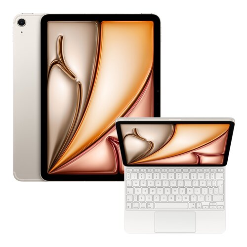Tablet APPLE iPad Air 11" 7 gen. 2025 512 GB 5G Wi-Fi Księżycowa poświata + Etui na iPad Air 11 cali APPLE Magic Keyboard Biały Klawiatura
