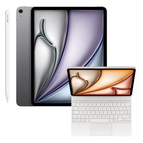 Tablet APPLE iPad Air 13" 7 gen. 2025 128 GB Wi-Fi Gwiezdna szarość + Etui na iPad Air 13 cali APPLE Magic Keyboard Biały Klawiatura + Rysik APPLE Pencil Pro