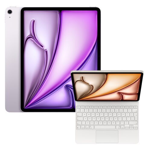 Tablet APPLE iPad Air 13" 7 gen. 2025 512 GB Wi-Fi Fioletowy + Etui na iPad Air 13 cali APPLE Magic Keyboard Biały Klawiatura