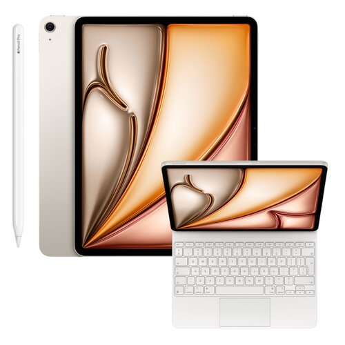 Tablet APPLE iPad Air 13" 7 gen. 2025 1 TB Wi-Fi Księżycowa poświata + Etui na iPad Air 13 cali APPLE Magic Keyboard Biały Klawiatura + Rysik APPLE Pencil Pro