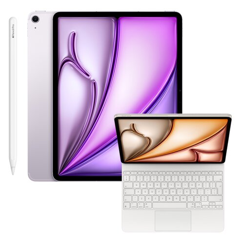 Tablet APPLE iPad Air 13" 7 gen. 2025 512 GB 5G Wi-Fi Fioletowy + Etui na iPad Air 13 cali APPLE Magic Keyboard Biały Klawiatura + Rysik APPLE Pencil Pro
