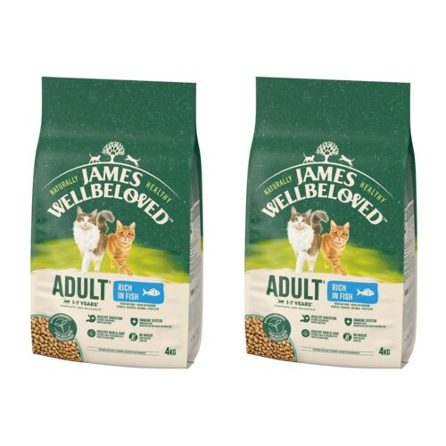 Karma dla kota JAMES WELLBELOVED Adult Monobiałkowa z rybą 2 x 4 kg