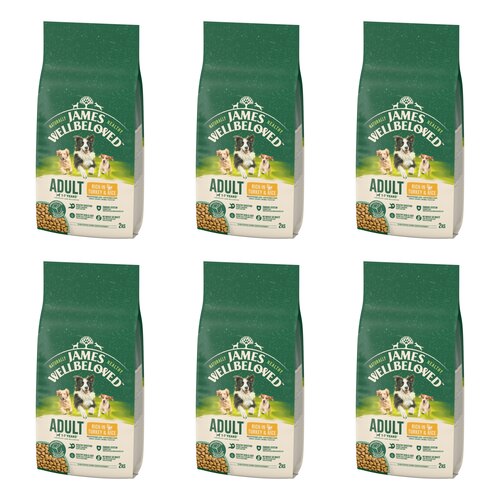 Karma dla psa JAMES WELLBELOVED Adult Monobiałkowa z indykiem i ryżem 6 x 2 kg