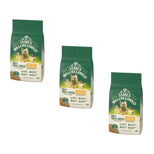 Karma dla psa JAMES WELLBELOVED Adult Monobiałkowa Małe rasy Indyk 3 x 1.5 kg