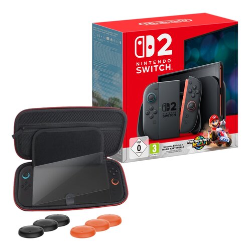 Konsola NINTENDO Switch 2 Czarny + Mario Kart World Gra NINTENDO SWITCH 2 + Zestaw akcesoriów FROGGIEX FX-NS2-AK1-B do Nintendo Switch 2