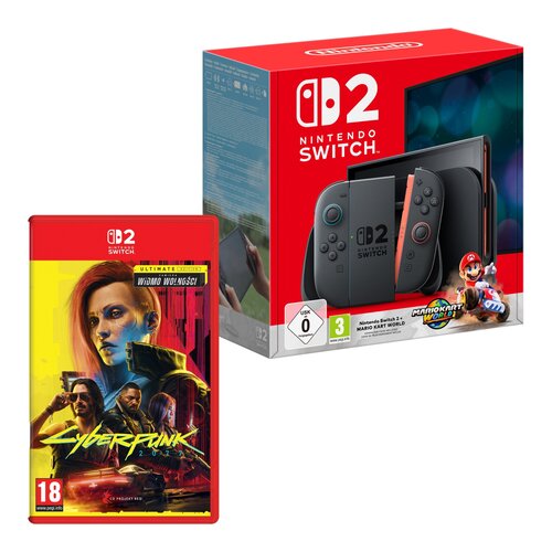 Konsola NINTENDO Switch 2 Czarny + Mario Kart World Gra NINTENDO SWITCH 2 + Cyberpunk 2077: Ultimate Edition Gra NINTENDO SWITCH 2