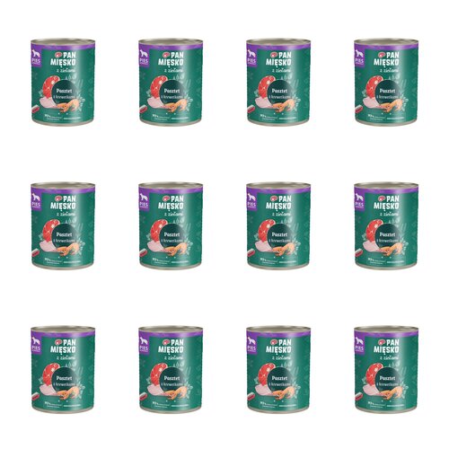 Karma dla psa PAN MIĘSKO z Ziołami Pasztet z krewetkami 12 x 800 g