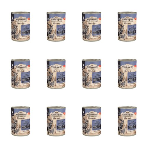 Karma dla psa WIEJSKA ZAGRODA Junior Leśne smaki Jeleń z przepiórką 12 x 400 g